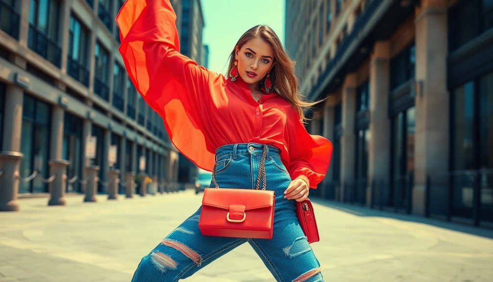 bold tops with denim