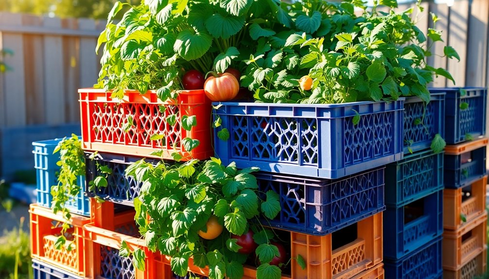 vertical gardening using crates