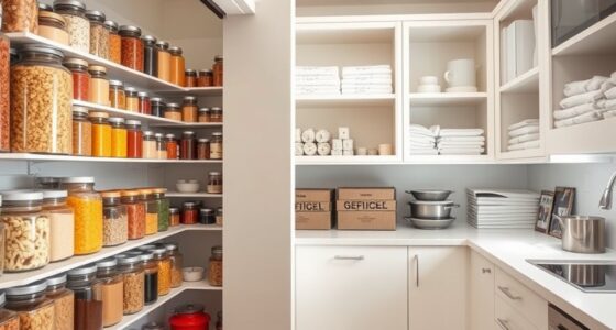 organized pantry and cabinets