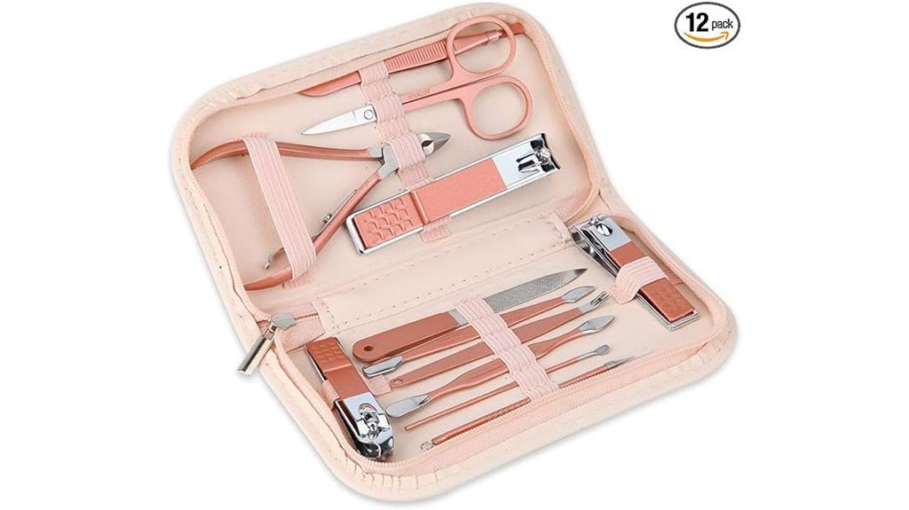 12 in 1 pink leather set