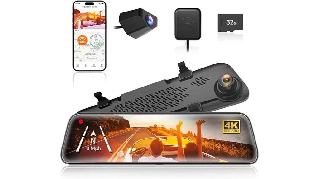 12 inch 4k mirror dashcam