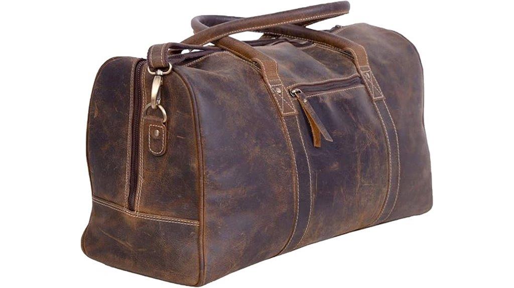 24 inch leather travel duffel