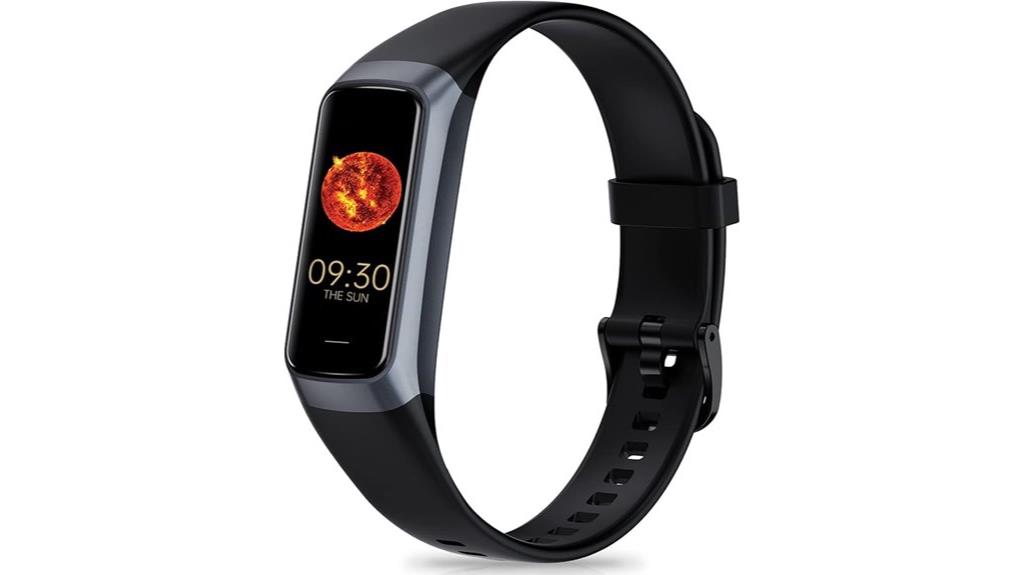 black fitness tracker with heart
