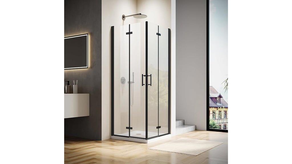 black folding shower door