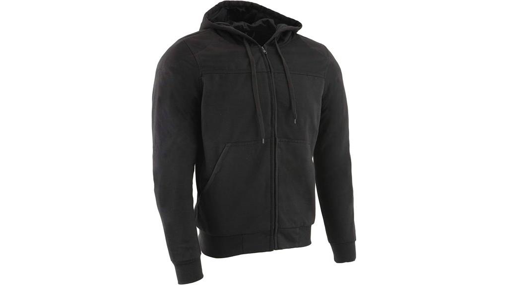 black leather riding hoodie