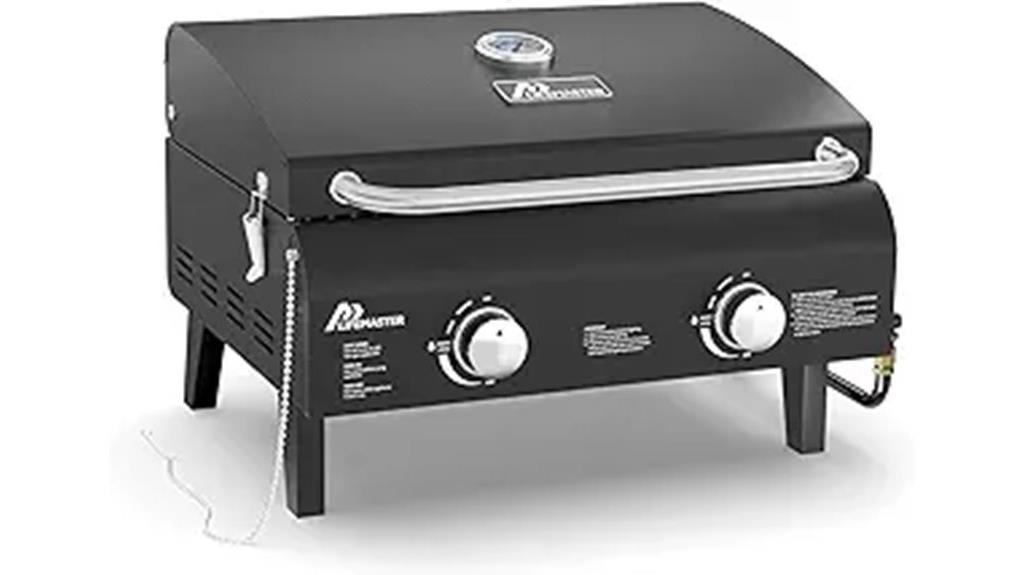 black portable dual burner grill