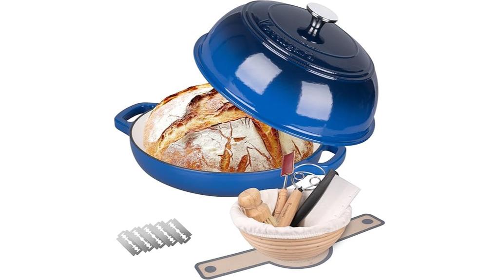 blue 6 quart enameled cast iron