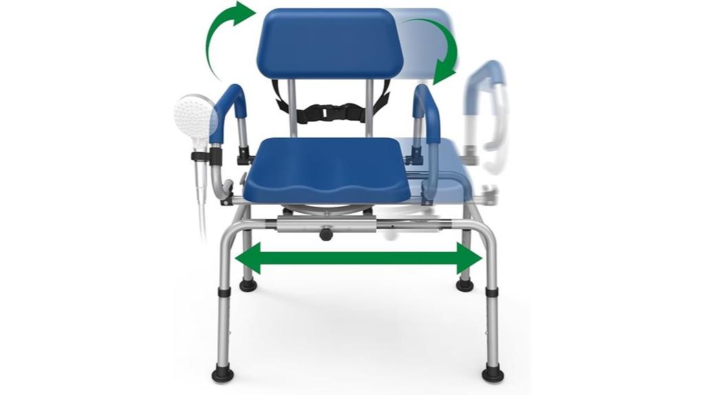 blue swivel shower chair