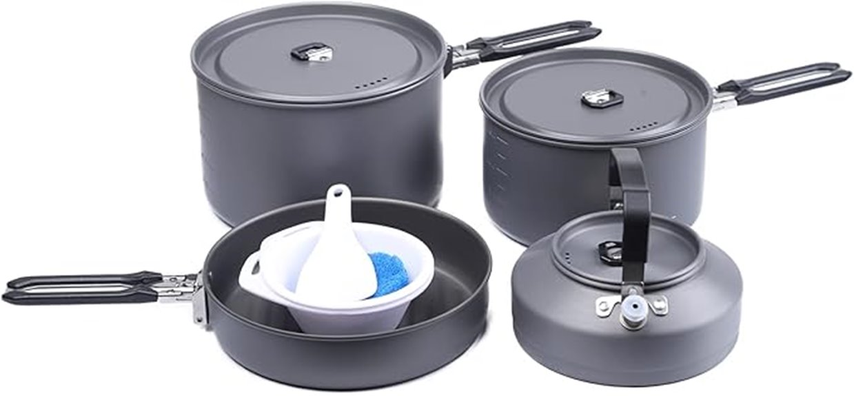 camping cookware four piece set