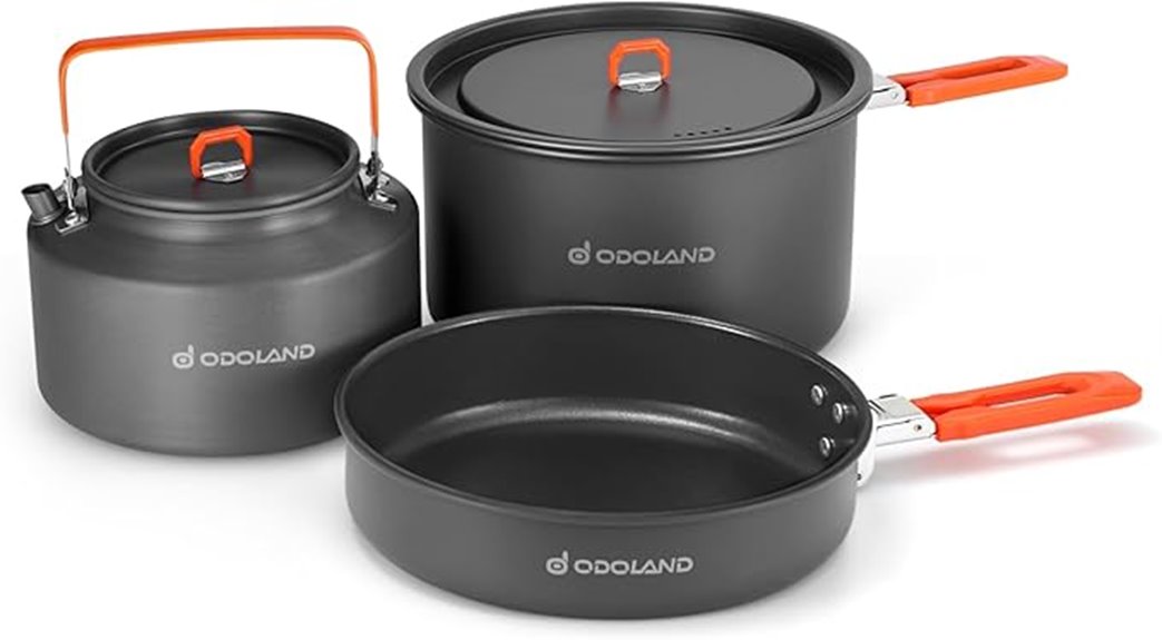 camping cookware with kettle