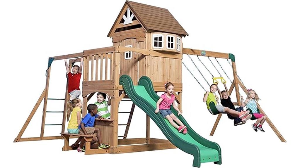 cedar wood backyard playset