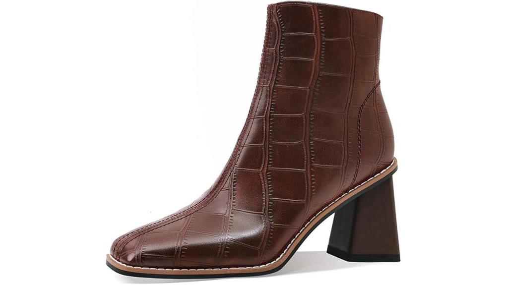 chunky heel zipper boots