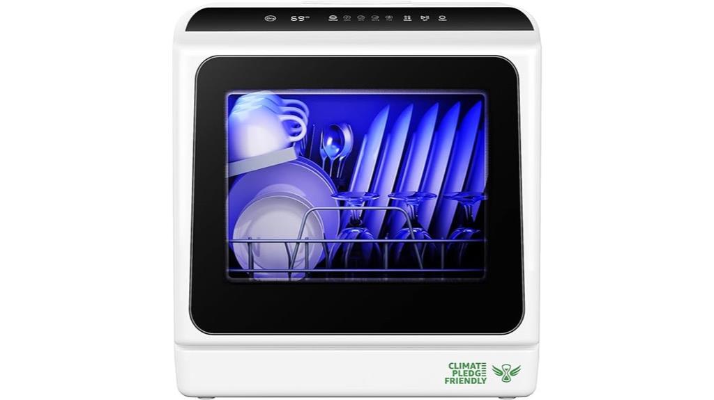 compact countertop dishwasher with six programs