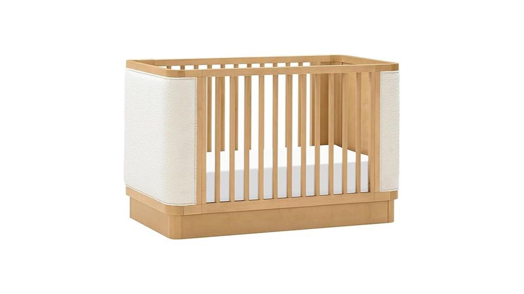 convertible crib with boucle fabric