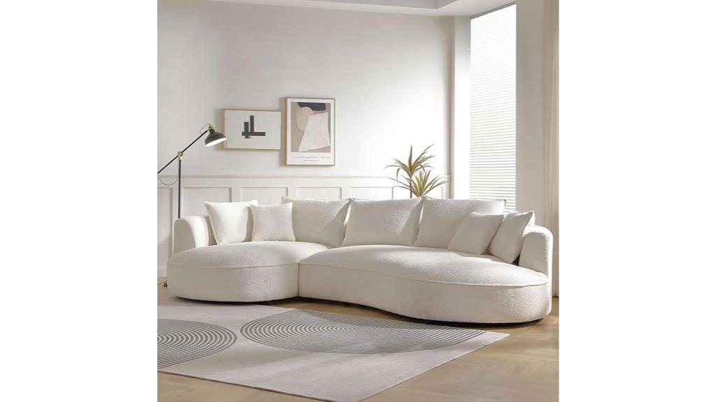curved light cream sofa