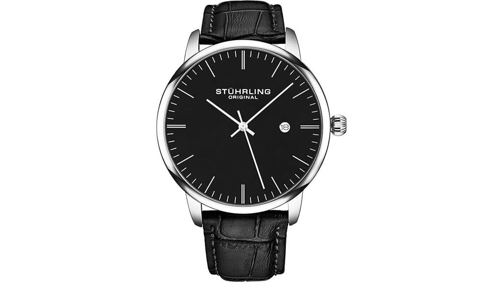 elegant black leather strap