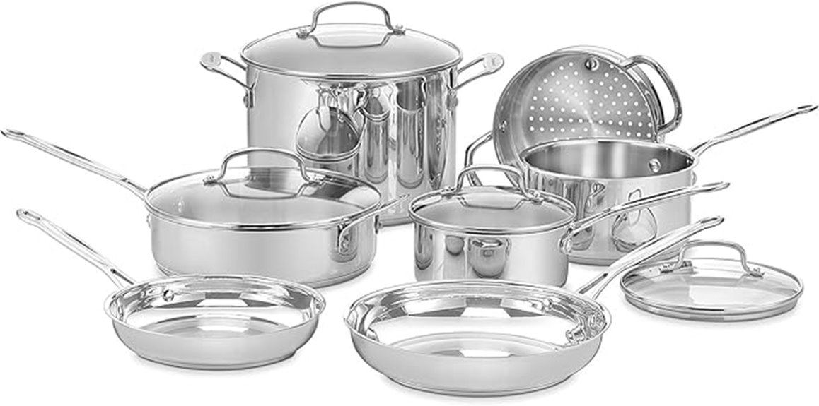eleven piece stainless cookware