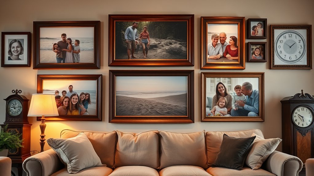 family photos adorn walls