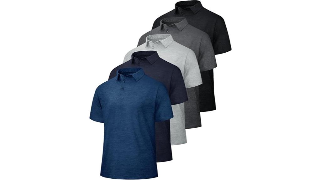 five athletic polo shirts