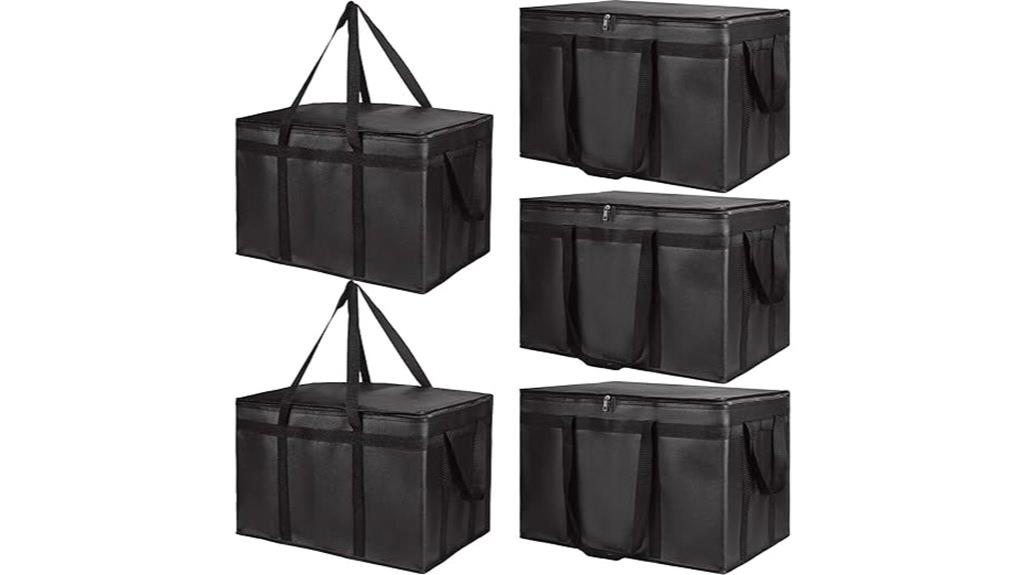 five insulated delivery bags