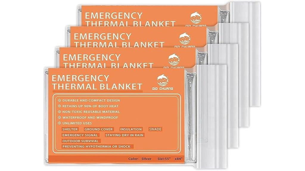 four pack thermal emergency blankets