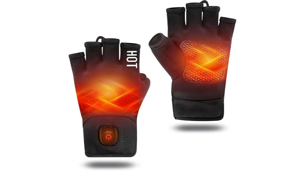heated unisex fingerless gloves
