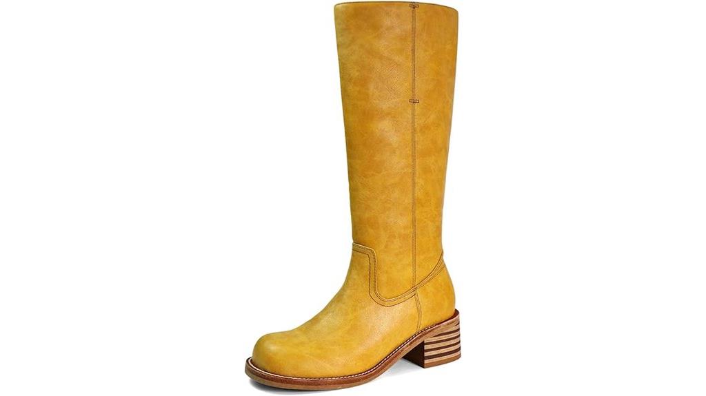 knee high square toe boots