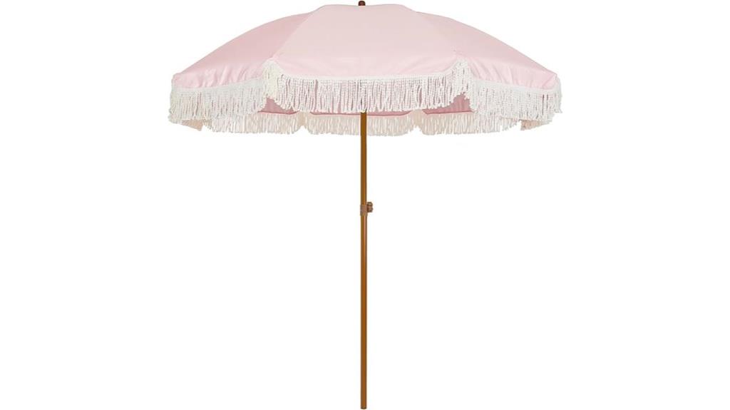 large fringe outdoor umbrella