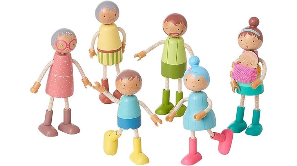 large wooden doll family