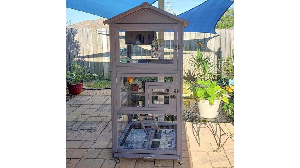 large wooden outdoor aviary