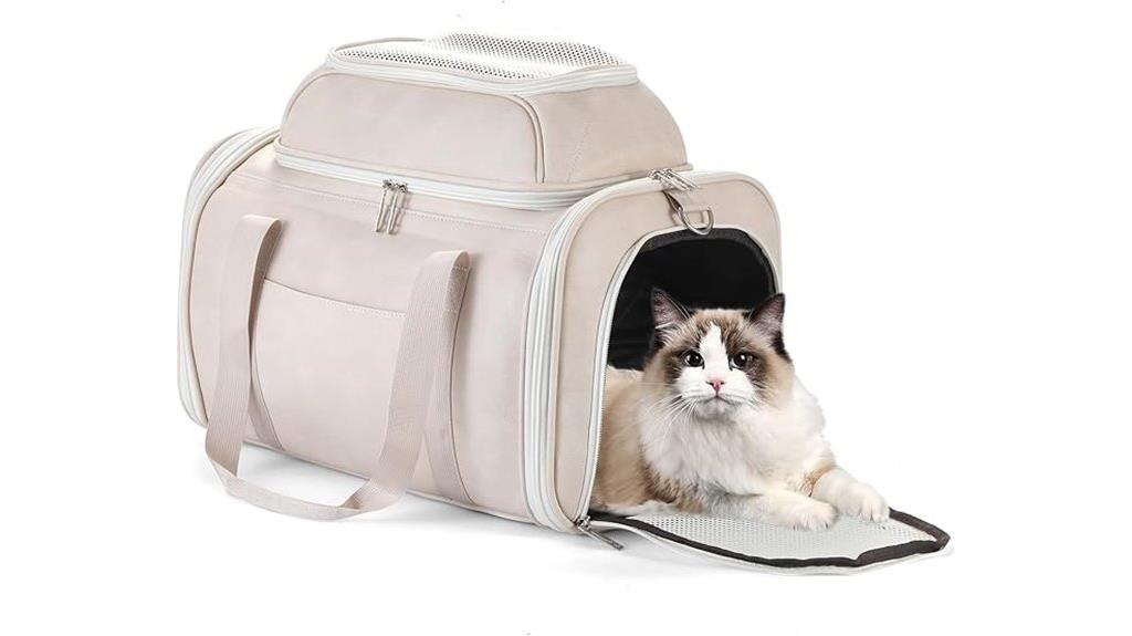 leather pet carrier expandable