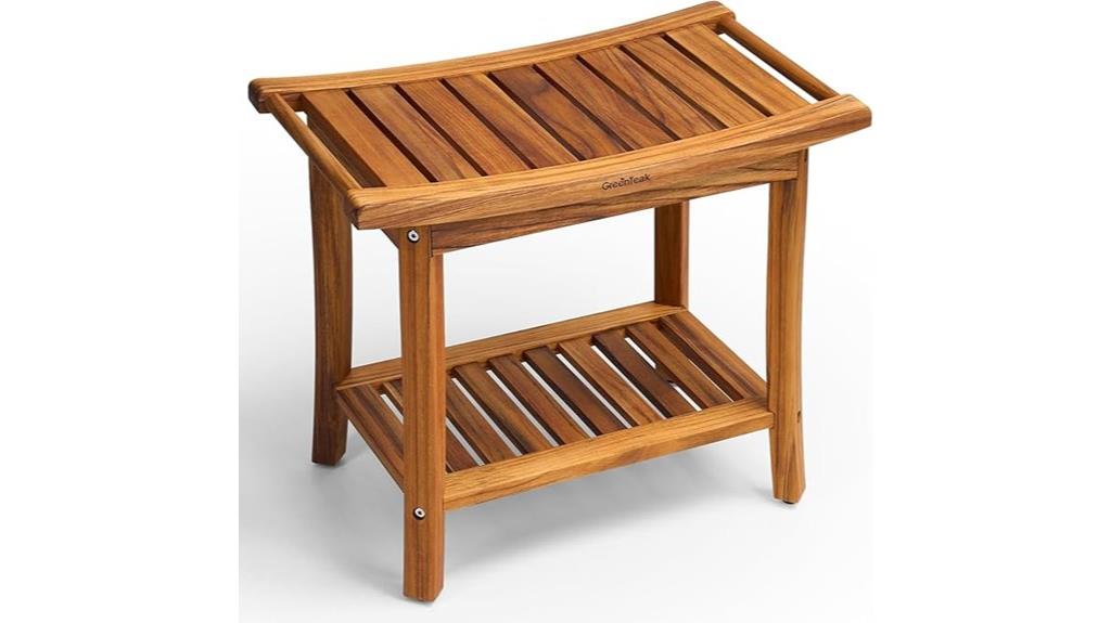 luxury teak shower bench