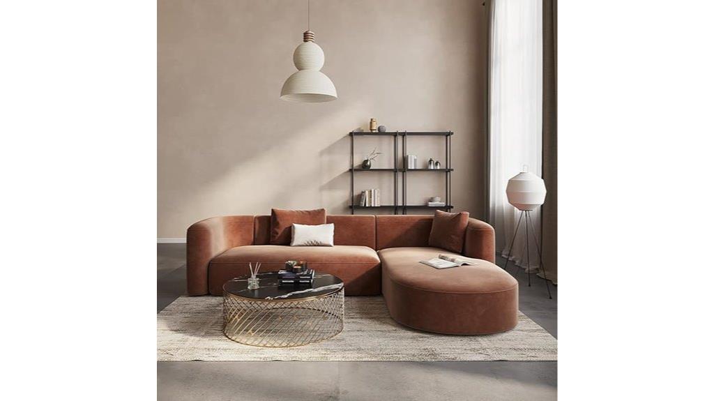 modern velvet sofa with chaise