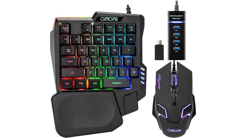 one handed rgb gaming set
