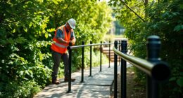 outdoor pathway handrail installation