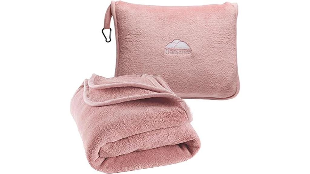 pink travel blanket pillow