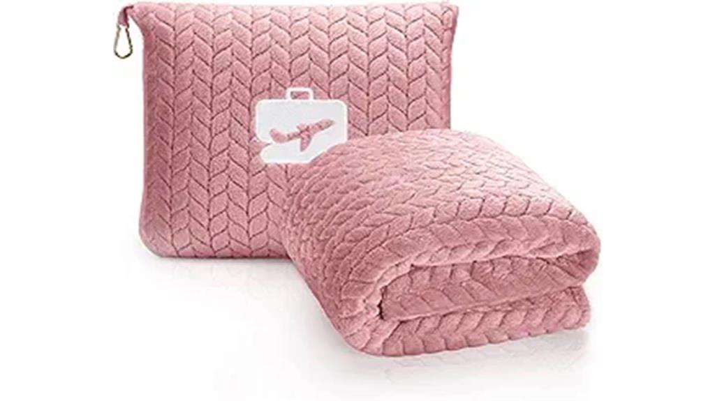 pink travel blanket pillow