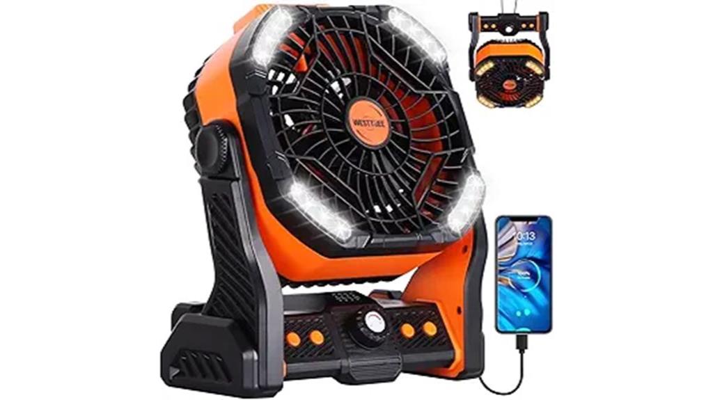 portable camping fan light