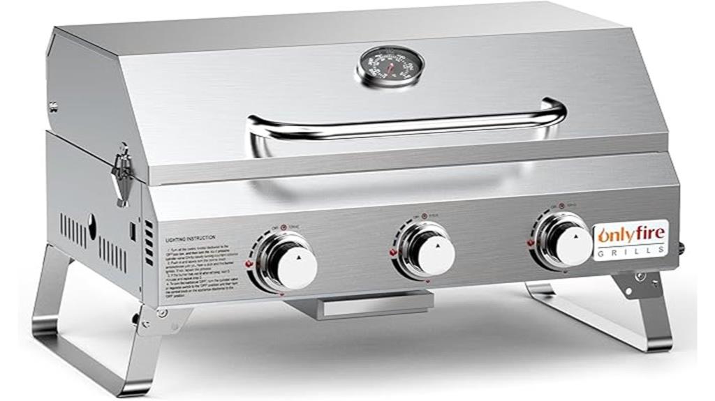 portable three burner tabletop grill