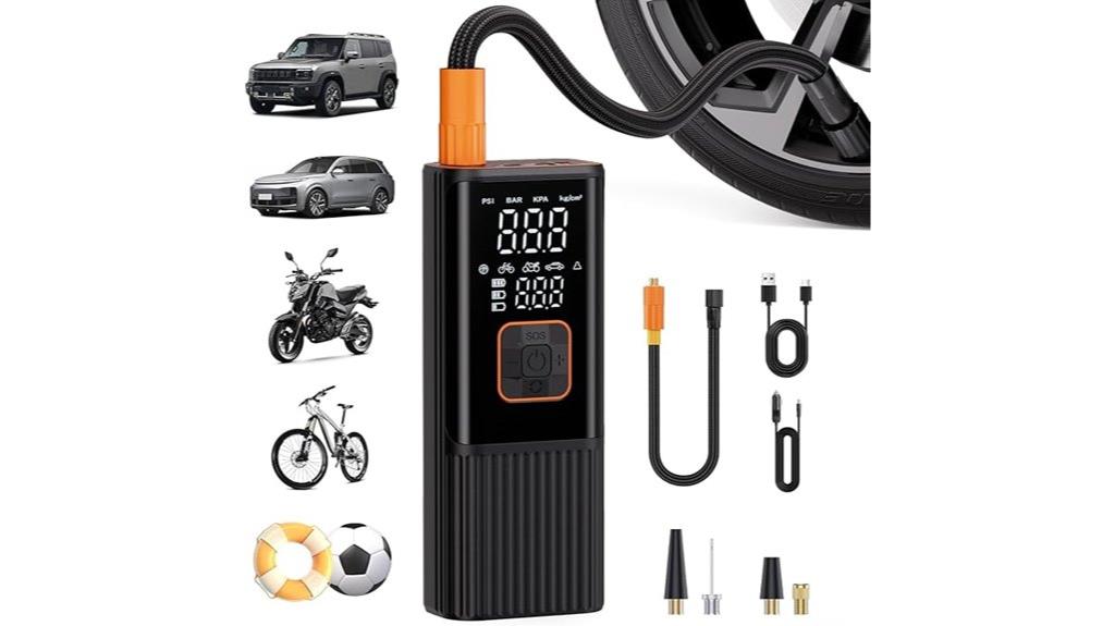 portable tire inflator with pressure gauge