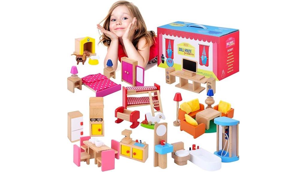 premium 49 piece wooden dollhouse