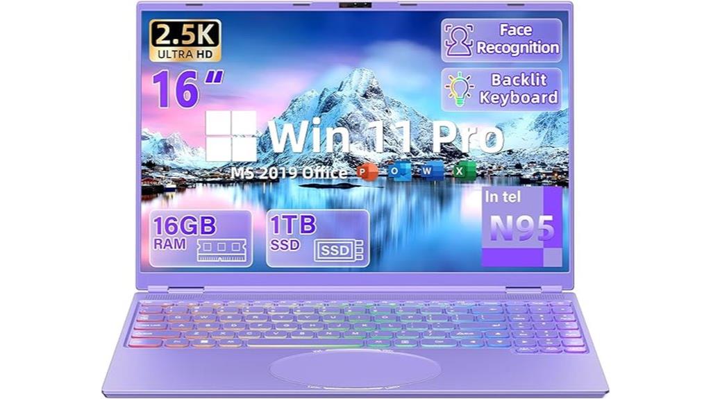 purple 16 inch laptop features