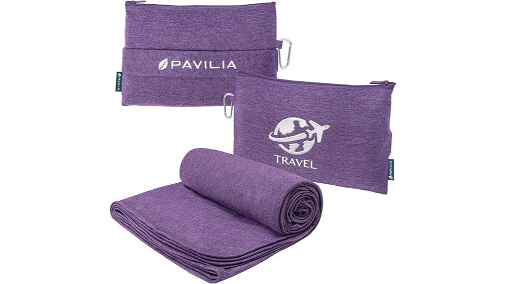 purple travel blanket set