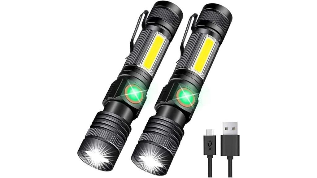 rechargeable led flashlight with magnetic cob sidelights