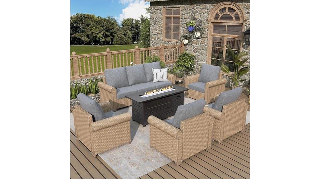 six piece wicker patio set