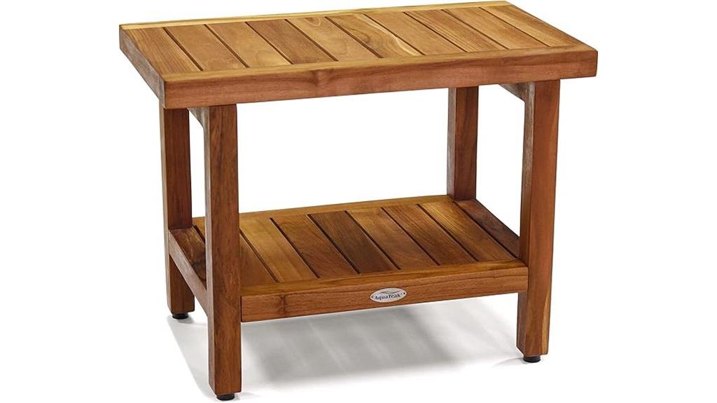 spa teak shower bench