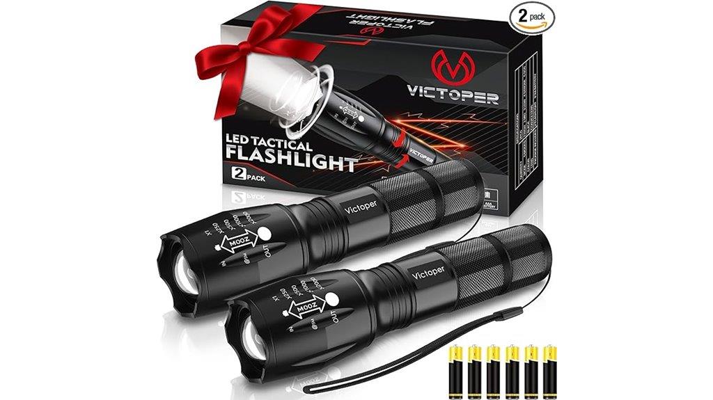 two bright tactical flashlights