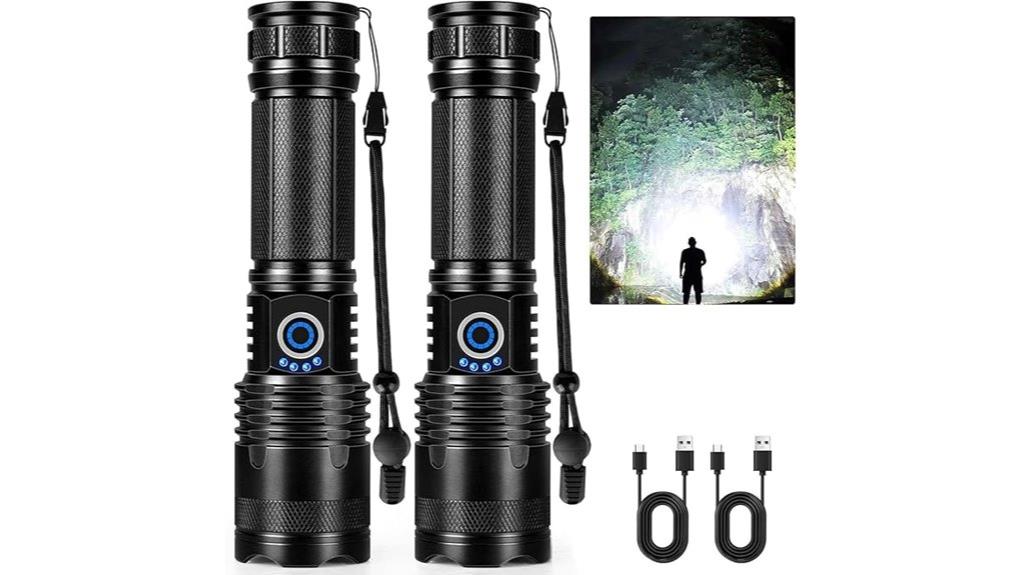 two rechargeable led flashlights