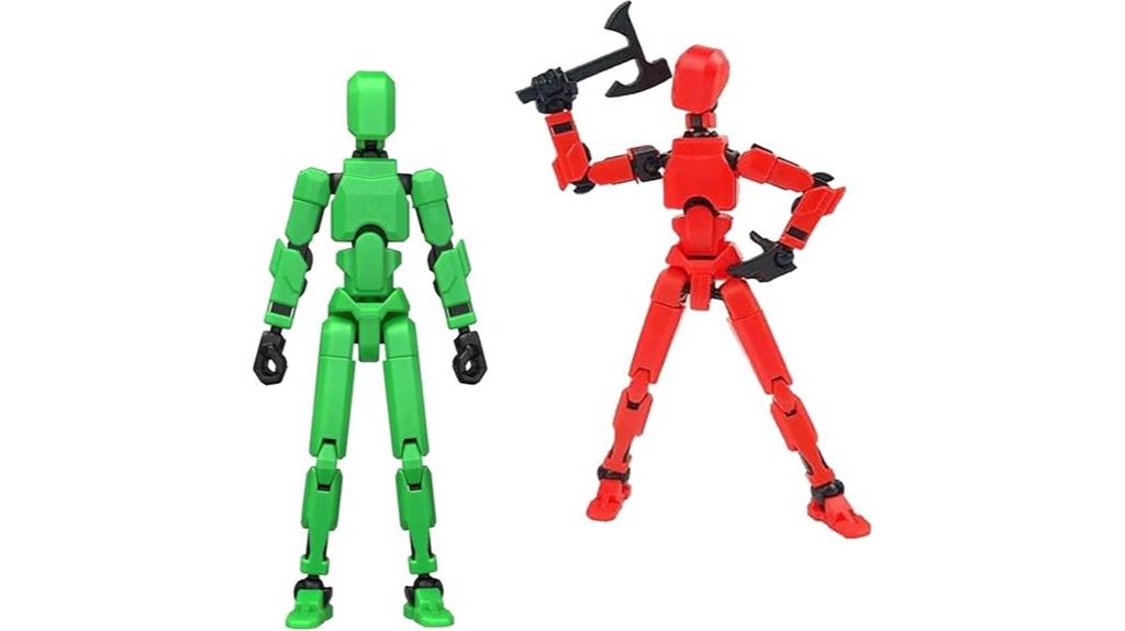 two stick figure action figures