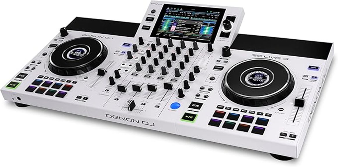 white dj controller with speakers